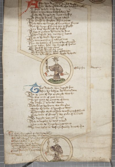 Genealogisk rulle over kongene av England, ca. 1440-79 (penn og blekk på pergament) av English School