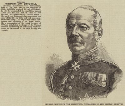 General Herwarth von Bittenfeld, sjef for de tyske reservene (gravering) av English School