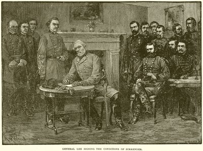 General Lee signerer vilkårene for overgivelse av English School