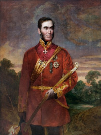 General Sir Richard Dacres (olje på lerret) av English School
