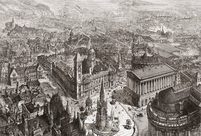 Generell utsikt over Birmingham, West Midlands, England av English School