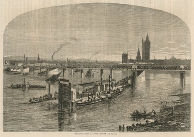 Generell utsikt over Charing Cross Railway Bridge av English School