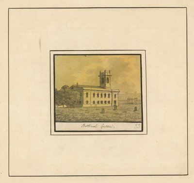 Generelt syn på en kirke i Bethnal Green (blekk på papir) av English School