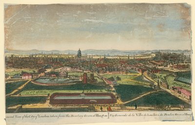 Generell utsikt over City of London tatt fra Bowling Green ved Islington av English School