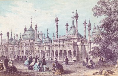 Generell utsikt over Royal Pavilion i Brighton av English School