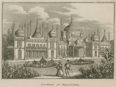 Generell utsikt over Royal Pavilion i Brighton av English School