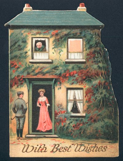 Gentleman ringer på Lady, julekort av English School