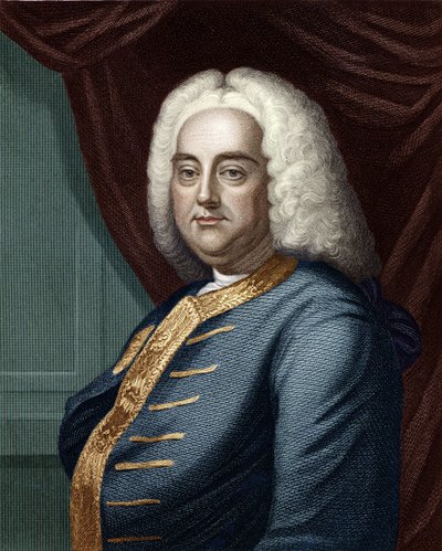 George Frideric Handel, gravert av Thomson (senere fargelegging) av English School
