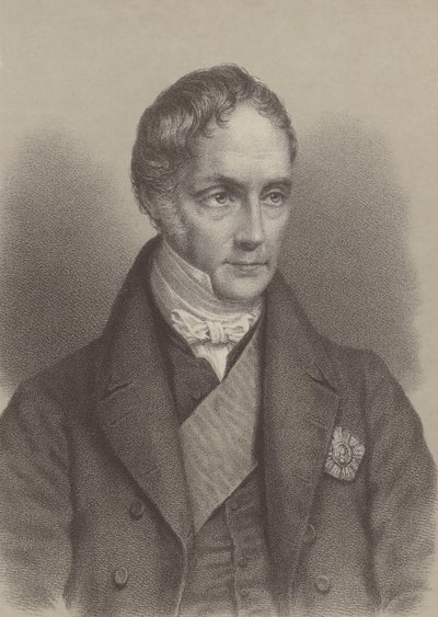 George Hamilton Gordon, 4. jarl av Aberdeen, britisk statsminister 1852-1855 (litho) av English School