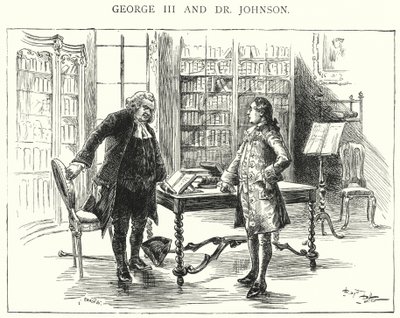 George III og Dr Johnson (gravering) av English School