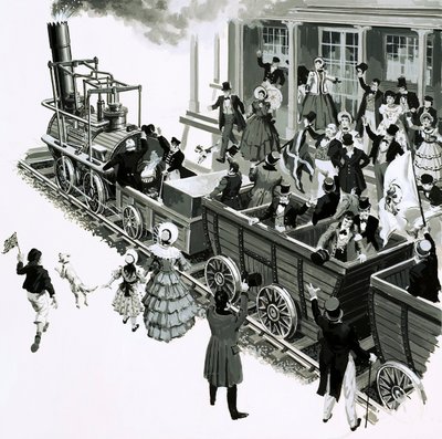 George Stephensons Locomotion ankom Darlington av English School