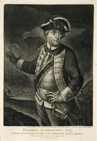 George Washington, Esqr., general og øverstkommanderende for den kontinentale hæren i Amerika av English School