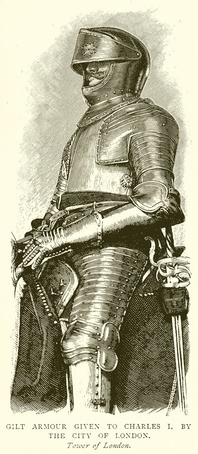 Forgylt rustning gitt til Charles I. av City of London av English School