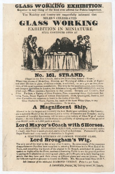 Glassarbeidsutstilling, 161 Strand, juli 1834 av English School