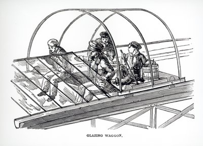 Glassvogn brukt på Paxtons Crystal Palace, 1850 av English School
