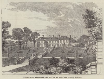 Glossop Hall, Derbyshire, Seat of His Grace the Duke of Norfolk (gravering) av English School