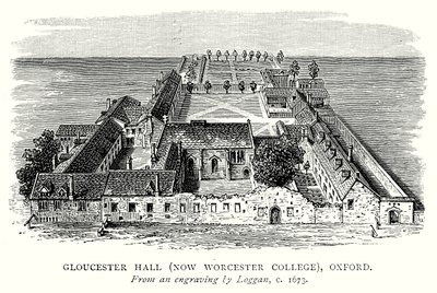 Gloucester Hall (jetzt Worcester College), Oxford (Gravur) von English School