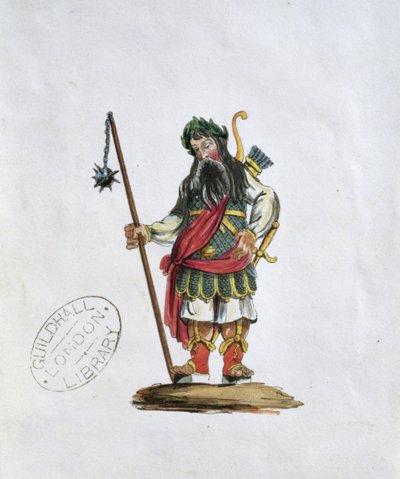 Gog, illustrasjon av en av Guildhall-statuene av de legendariske gigantene (se også 106546) av English School
