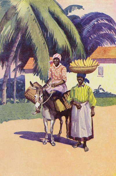 Skal til markedet, Jamaica (fargelitografi) av English School