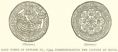 Gold Noble of Edward III, 1344, til minne om seieren ved Sluys av English School