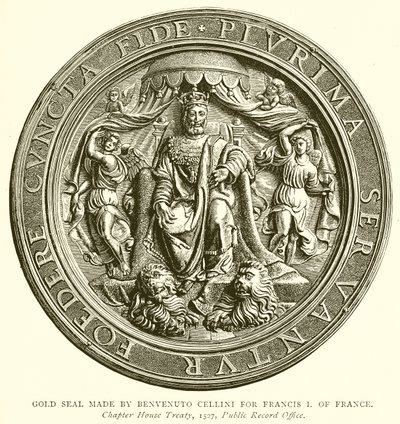 Gullsegl laget av Benvenuto Cellini for Francis I av Frankrike av English School