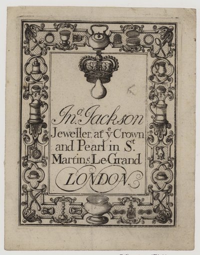 Goldsmiths and Silversmiths, I Jackson, handelskort av English School