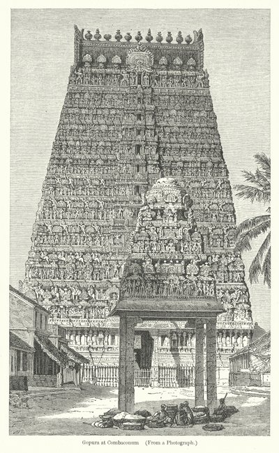 Gopura ved Combaconum (gravering) av English School