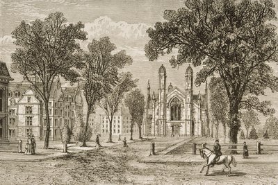 Gore Hall, Harvard University i ca. 1870, fra 'American Pictures' utgitt av Religious Tract Society, 1876 av English School