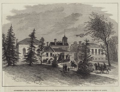 Government House, Ottawa, Dominion of Canada, residensen til prinsesse Louise og markisen av Lorne (gravering) av English School