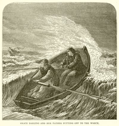 Grace Darling og hennes far legger av til vraket av English School