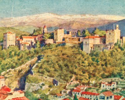 Granada, Alhambra (fargelitografi) av English School