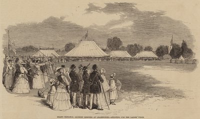 Grand National Archery Meeting i Leamington, skyting for damenes pris (gravering) av English School
