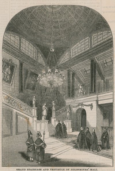 Stor trapp og vestibyle til Goldsmiths Hall av English School