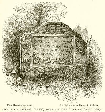 Grav til Thomas Clark, Mate of the Mayflower, 1627 av English School