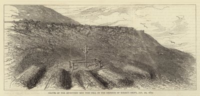 Gravene til de sytten menn som falt i forsvaret av Rorke's Drift, 22. januar 1879 (gravering) av English School