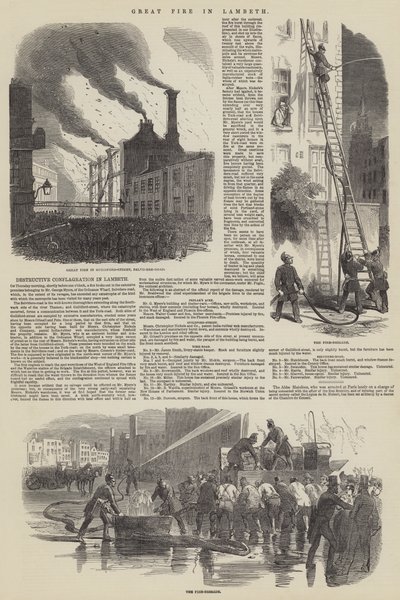 Great Fire in Lambeth (gravering) av English School