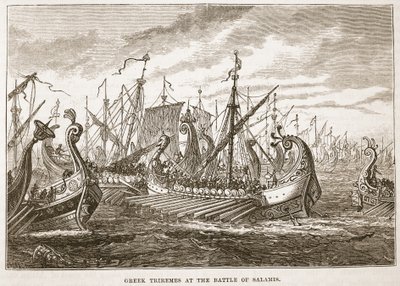 Greske Triremes i slaget ved Salamis av English School
