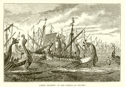 Greske Triremes i slaget ved Salamis av English School