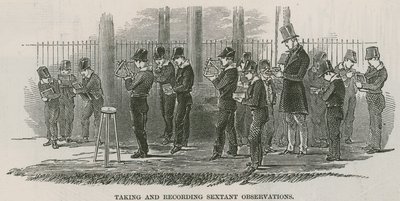 Greenwich Royal Hospital skoler; Tar og registrerer sextante observasjoner av English School