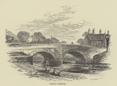 Greta Bridge (gravering) av English School