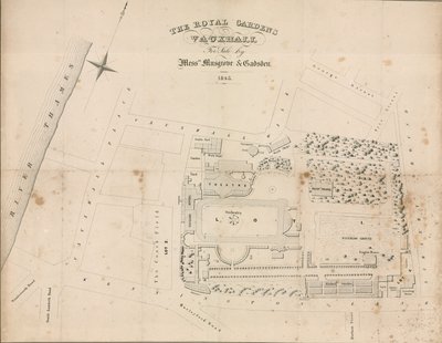 Grundriss der Vauxhall Gardens, London von English School