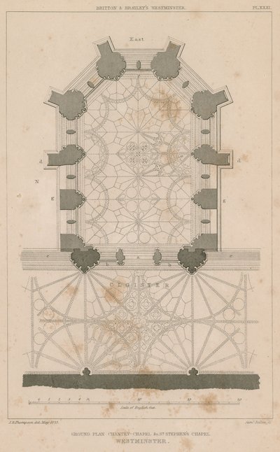 Grunnplan for Chantry Chapel, St Stephens Chapel, Westminster Palace av English School
