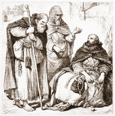 Group of Mendicant Friars, illustrasjon fra The History of Protestantism av James Aitken Wylie (1808-1890), pub. 1878 av English School