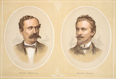 Gustav Nachtigal og Gerard Rohlfs, illustrasjon fra The Pictorial Edition of the Life and Discoveries of David Livingstone av J. Ewing Richie, pub. av A. Fullarton & Co., 1876 av English School