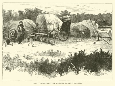 Sigøynerleir på Mitcham Common, Surrey av English School