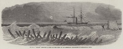 HMS "Alban" redder en del av mannskapet til en amerikansk brigantine i Serranilla Keys (gravering) av English School