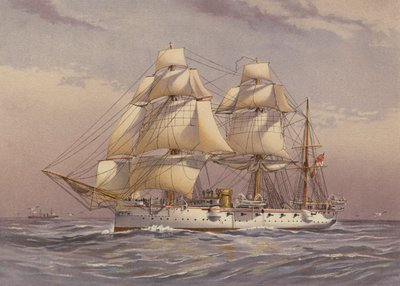 HMS Calliope , krysser av 3. klasse (fargelitografi) av English School