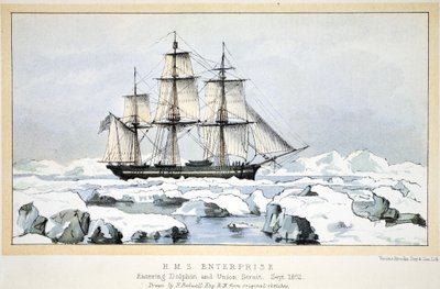 HMS Enterprise går inn i Dolphin and Union Strait, september 1852 av English School