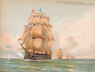 HMS Victory in der Schlacht von Trafalgar von English School