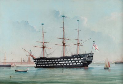 HMS Victory i Portsmouth Harbour, ca. 1860 av English School